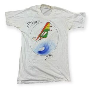 Vintage Caiman Shirt Men's XL White Bavaro Windsurfing 90s Single Stitch Tourist